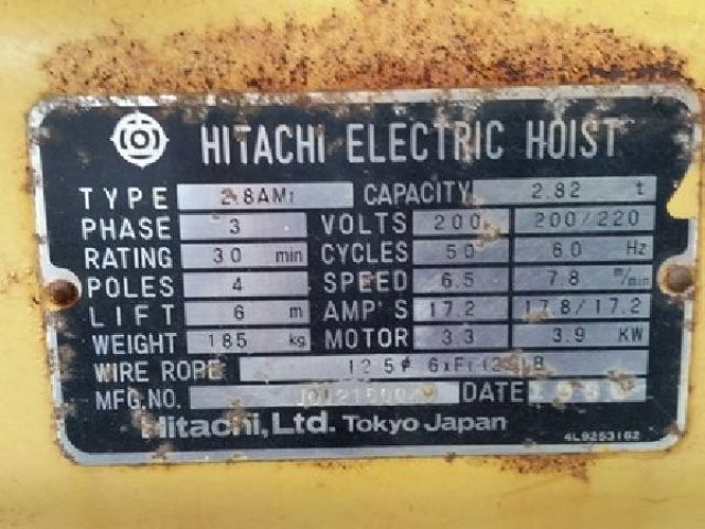 ขาย - รอกไฟฟ้า วิ๊นซ์ไฟฟ้า HITACHI 2.8AT1 มือสองญี่ปุ่น ขนาด 2.8 ตัน