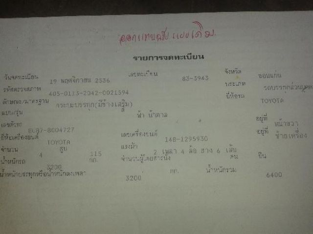 ขาย 6 ล้อ TOYOTA 115 แรงม้า ปี36(14B)(BU87) เครื่องแน่นดีมาก เฟืองท้ายใหญ่F แล้ว แซสซีสวยๆ สวยมากไม่ผุ ไม่ดาม พร้อมใช้งาน พร้อมโอน